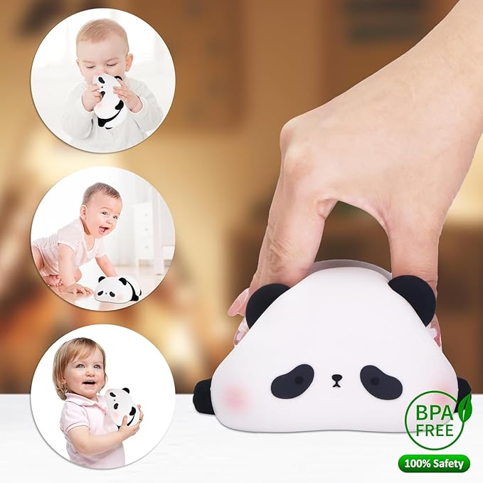 Lying Panda Night Light - Soft Silicone Color-Changing LED Touch Lamp with Timer for Bedroom & Office